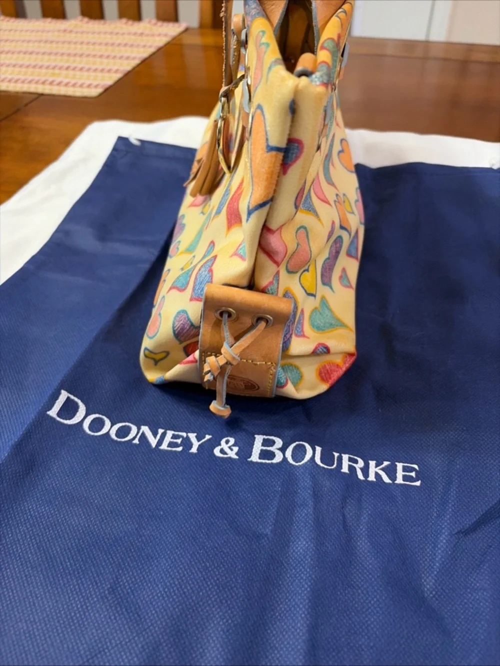 Dooney & Bourke Yellow Multicolor Heart Tote